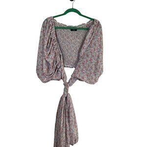 Retro Floral Top 5x Pink Feminine Crop Ruffle Boho Dainty Western 80s Chic Indie